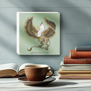 Majestic Brown Fantasy Griffin Mythical Gryphon Wooden Box Sign