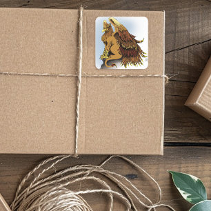 Majestic Brown Griffin Mythical Creature Square Sticker
