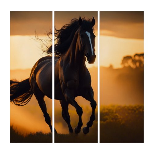  Majestic Brown Horse Triptych
