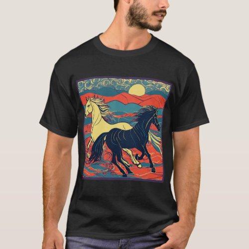 Majestic Brown Horse Whimsical Cartoon Sticker  T_Shirt