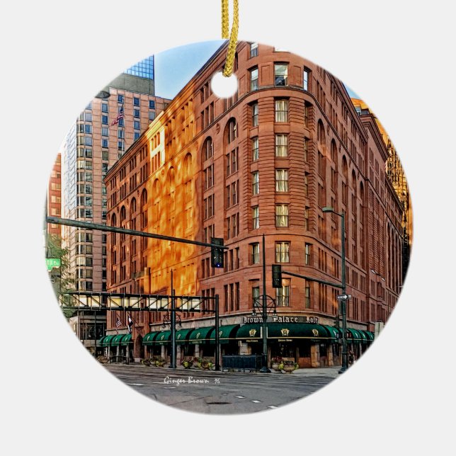 Majestic Brown Palace Hotel At Sunset, Denver, CO Ceramic Ornament (Front)