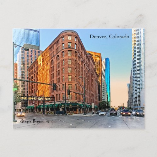 Majestic Brown Palace Hotel At Sunset Denver CO Postcard