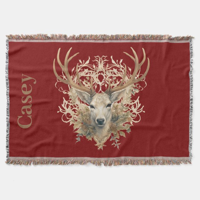 Majestic Buck - Custom Name Throw Blanket (Front)