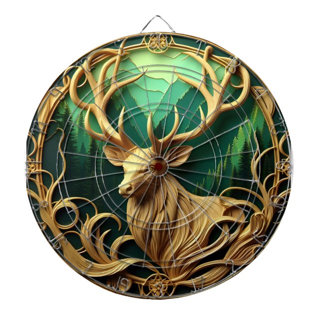 Majestic buck gazing out into a serene forest  dart board (Front)