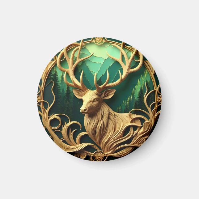 Majestic buck gazing out into a serene forest  magnet (Front)