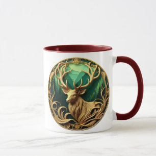 Majestic buck gazing out into a serene forest mug