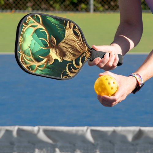 Majestic buck gazing out into a serene forest  pickleball paddle