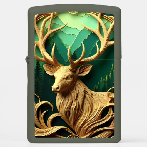 Majestic buck gazing out into a serene forest  zippo lighter