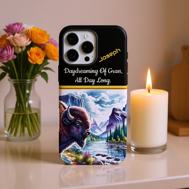 Majestic Buffalo by a Tranquil Mountain River Case-Mate iPhone Case (Creator Uploaded)