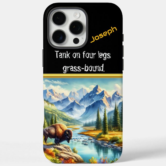 Majestic Buffalo by a Tranquil Mountain River Case-Mate iPhone Case (Back)