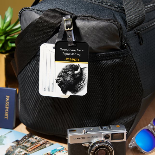 Majestic Buffalo Close-Up in Natural Habitat Luggage Tag (Front & Back)