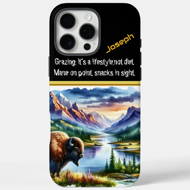 Majestic Buffalo Grazing by a Serene Mountain Lake Case-Mate iPhone Case (Back)