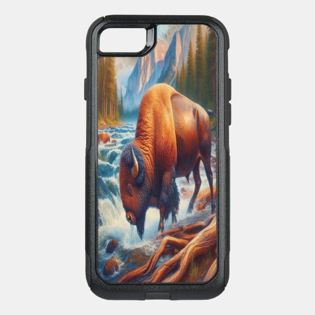 Majestic Buffalo in Tranquil Waters iPhone 15 Pro Max Case (Back)