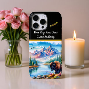 Majestic Buffalo Near a Serene Mountain River  iPhone 16 Pro Max Case