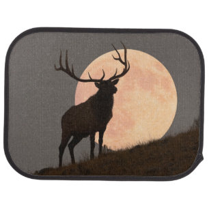 Majestic Bull Elk and Full Moon Rise Car Floor Mat