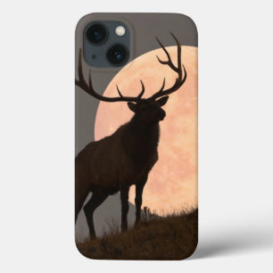 Majestic Bull Elk and Full Moon Rise iPhone 13 Case