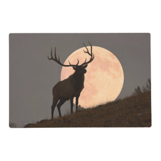 Majestic Bull Elk and Full Moon Rise Placemat
