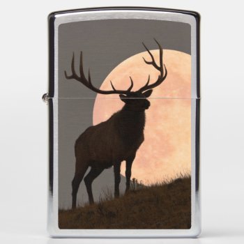 Majestic Bull Elk And Full Moon Rise Zippo Lighter by usyellowstone at Zazzle