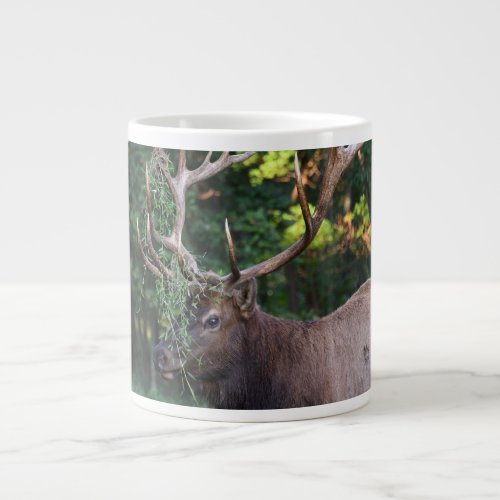 Majestic Bull Elk Showing Off For The Cows Giant Coffee Mug
