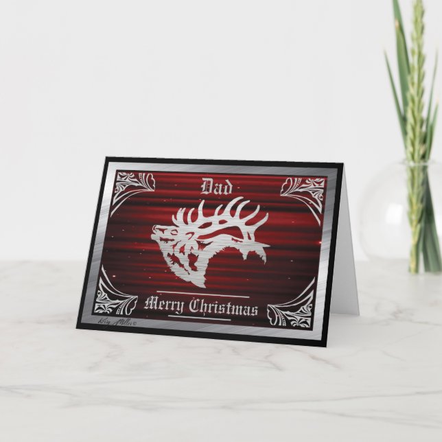 Majestic Bull Elk Silhouette Holiday Card (Front)