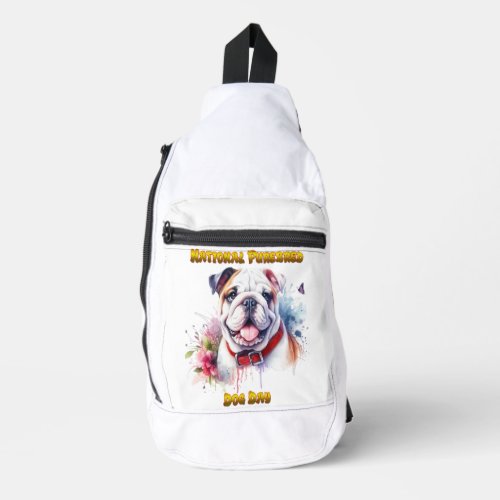 Majestic Bulldog Dog With Red Collar  Sling Bag