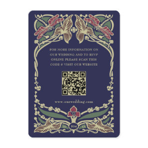 Majestic Burgundy Navy Blue Art Nouveau Wedding Enclosure Card