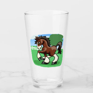 Majestic Cartoon Draft Horse Glass