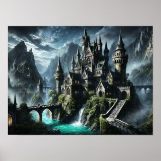 Majestic Castle in a Mystical Landscape Poster