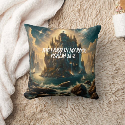 Majestic Castle Rising THE LORD IS MY ROCK Throw Pillow