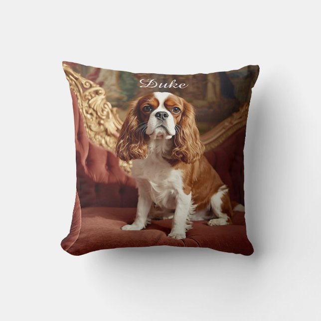 Majestic Cavalier King Charles Personalized Throw Pillow (Front)