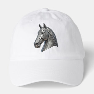 Majestic Celtic Silver Horse Head with Knot Patter Hat