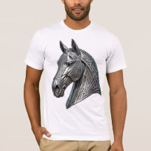Majestic Celtic Silver Horse Head with Knot Patter