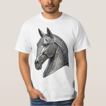 Majestic Celtic Silver Horse Head with Knot Patter