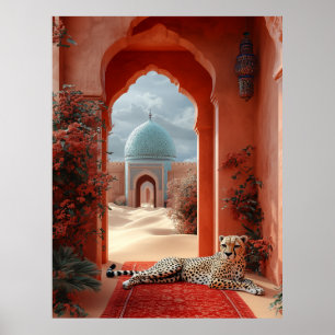 Majestic Cheetah in a Moroccan Desert Palace Poster