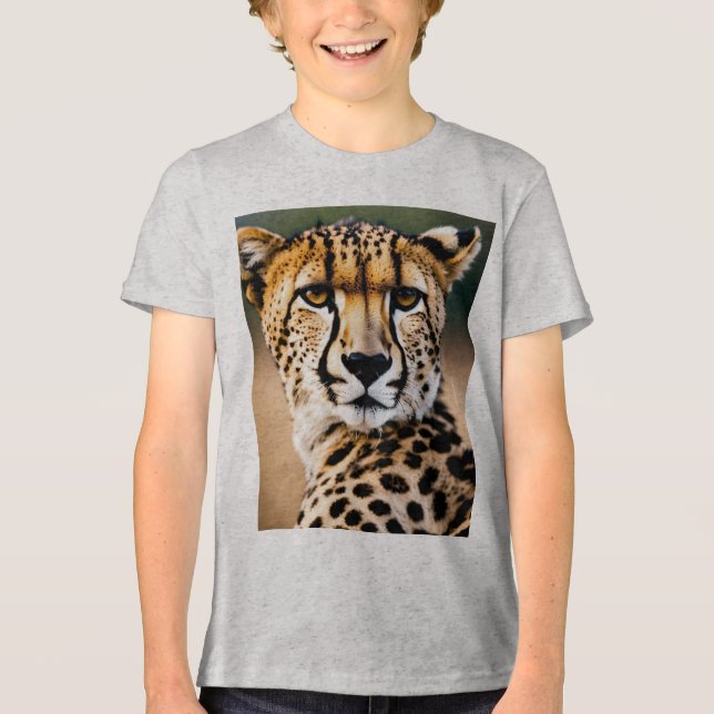 Majestic Cheetah – Speed and Grace of the Savannah Tri-Blend Shirt (Front)