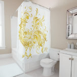 Majestic Chicken Golden Rooster Trendy Tribal Gold Shower Curtain at Zazzle