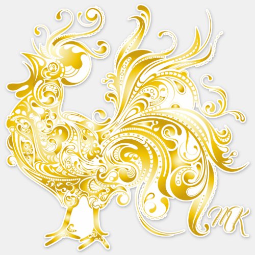 Majestic Chicken Golden Rooster Trendy Tribal Gold Sticker