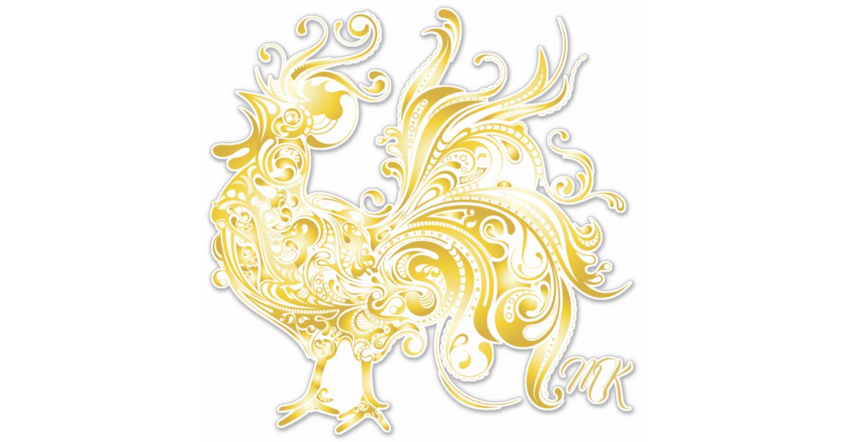 Majestic Chicken Golden Rooster Trendy Tribal Gold Sticker | Zazzle