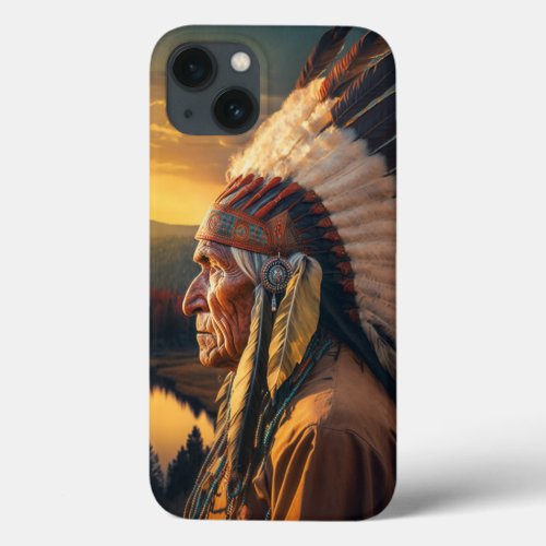 Majestic Chief Indian Overlooking the Wild West iPhone 13 Case