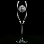 Majestic Circle Monogrammed Champagne Flute<br><div class="desc">Glasses with a personalized engraved initial are beautiful and unique gifts for the special man or woman in your life. They are great ideas for boyfriend or girlfriend gifts, spouse gifts, or for the man or woman who has everything. Deeply carved using our sand carving technique, each glass is meticulously...</div>