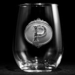 Majestic Circle Monogrammed Stemless Wine Glass<br><div class="desc">Glasses with a personalized engraved initial are beautiful and unique gifts for the special man or woman in your life. They are great ideas for boyfriend or girlfriend gifts, spouse gifts, or for the man or woman who has everything. Deeply carved using our sand carving technique, each glass is meticulously...</div>