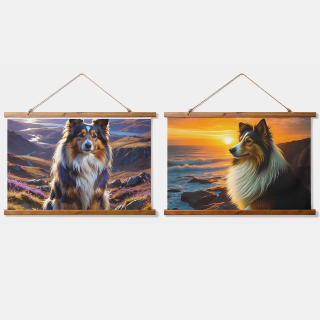 ✨ "Majestic Collie Dreams: Luxury Wood-Tapestries Hanging Tapestry (Double)