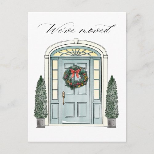 Majestic Colonial Door Christmas Moving Announcement Postcard