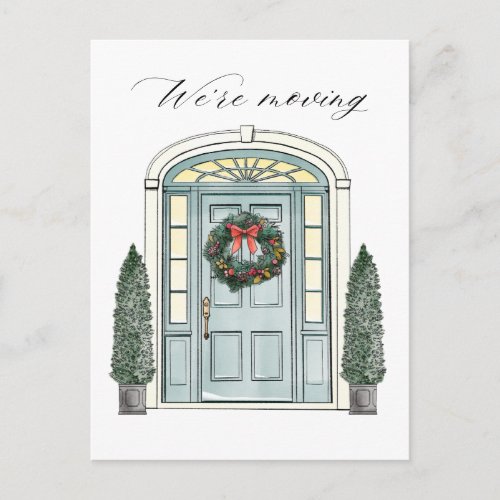 Majestic Colonial Door Christmas Moving Announcement Postcard