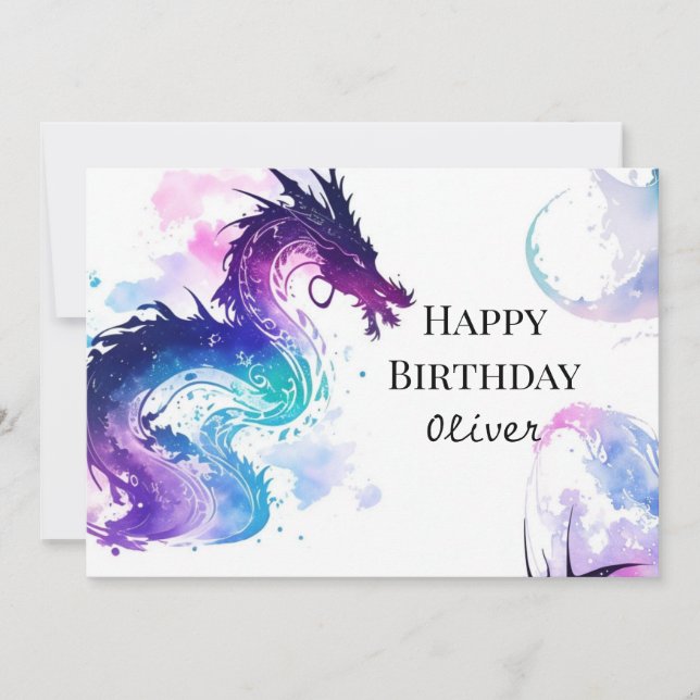  Majestic Colorful Dragon Birthday Card (Front)