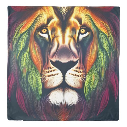 Majestic Colorful King Lion Duvet Cover