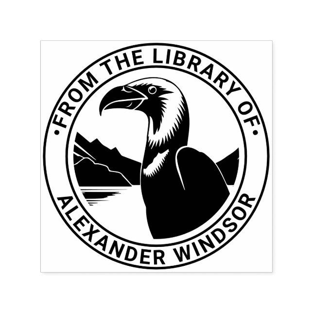 Majestic Condor Bird Head #5 Library Book Name Self-inking Stamp (Design)