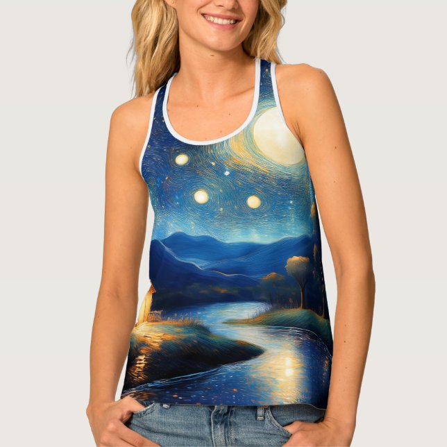 Majestic Cottage Under Moon Tank Top (Front)
