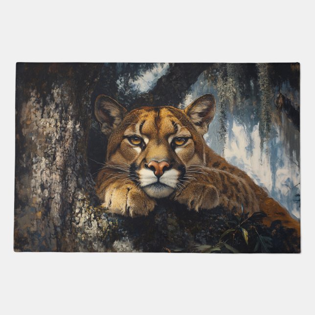 Majestic Cougar in Forest Doormat (Front)