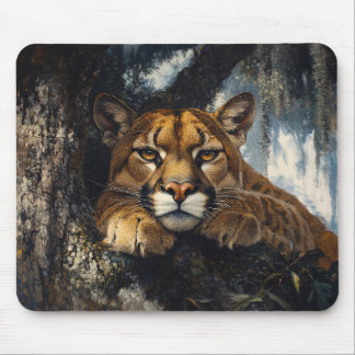 Majestic Cougar in Forest Mouse Pad